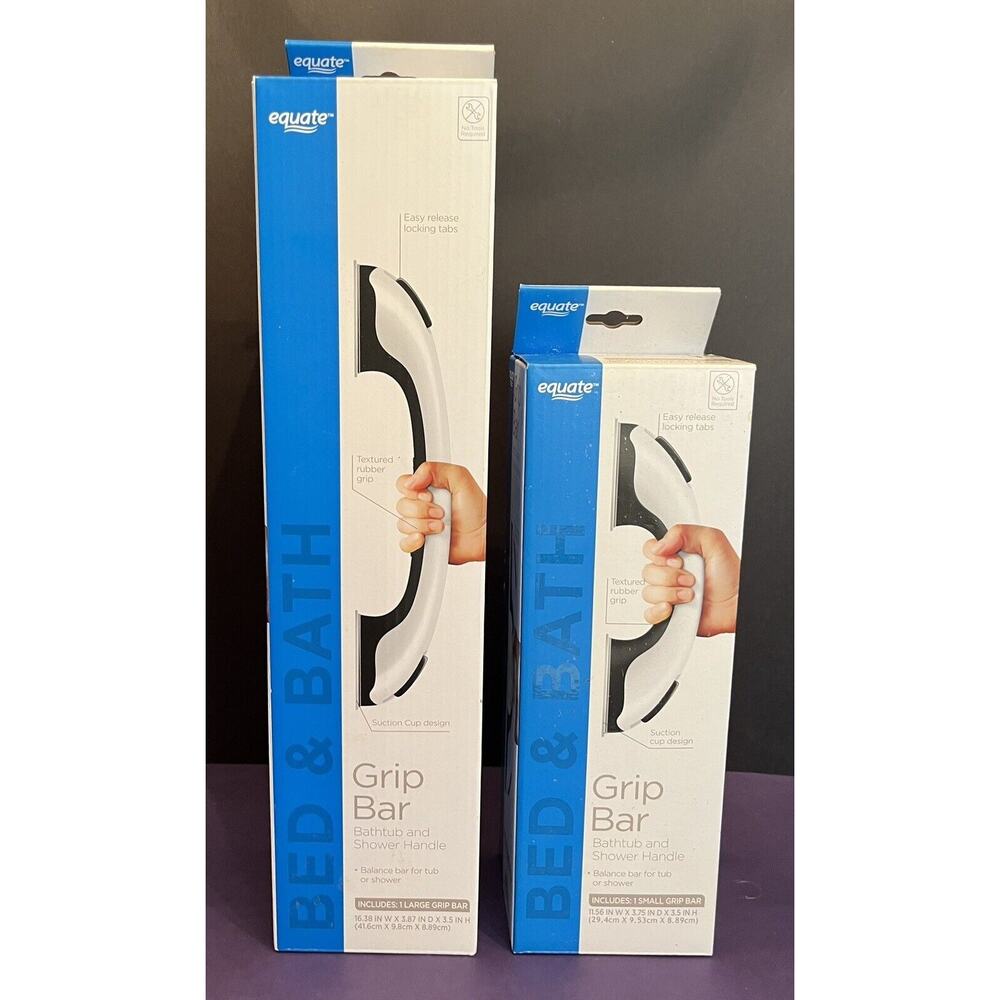 (1) Small & (1) Large Equate Grip Bar Shower & Bath Suction Cup